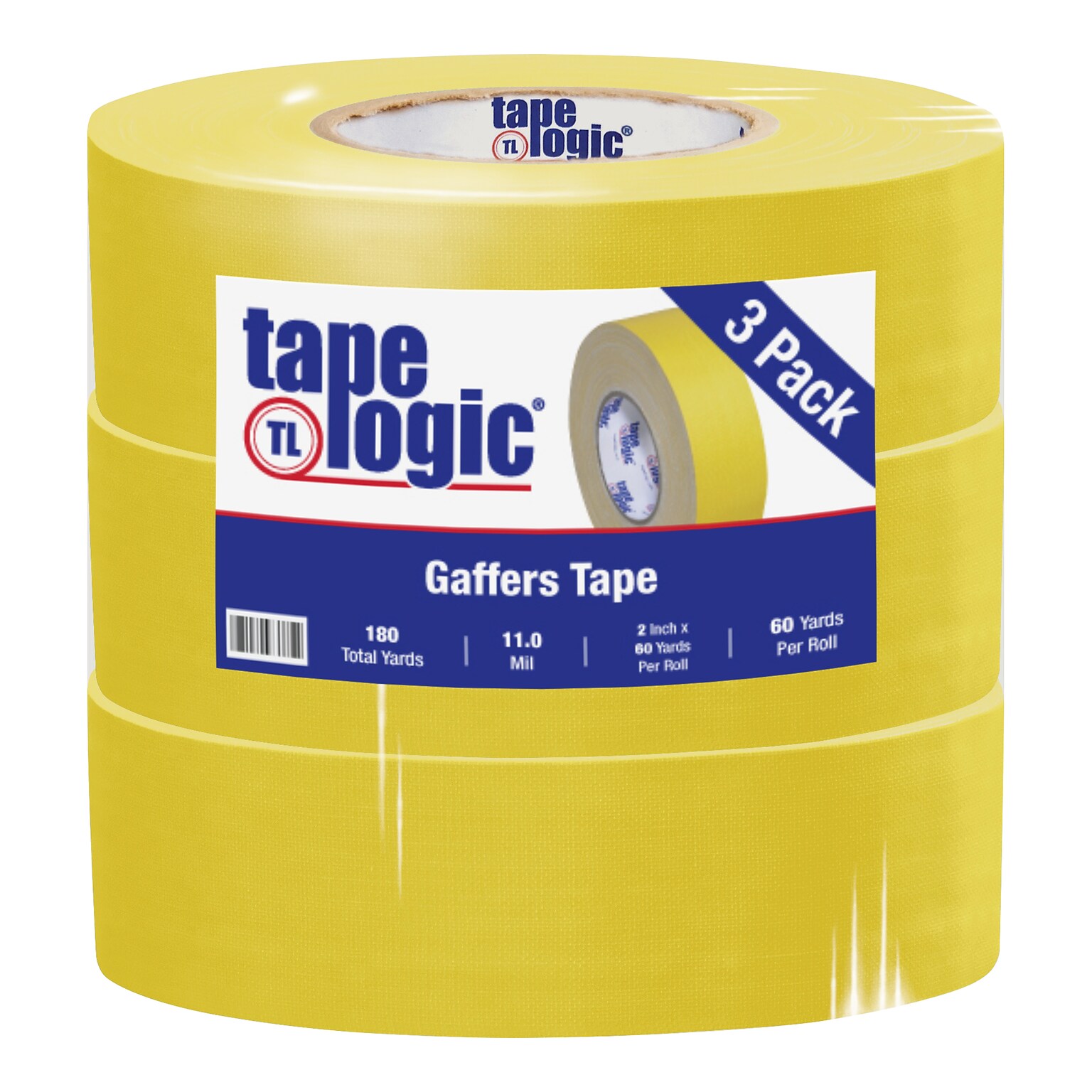 Tape Logic® Gaffers Tape, 11.0 Mil, 2W x 60 yds., Yellow, 3/Carton (T98718Y3PK)