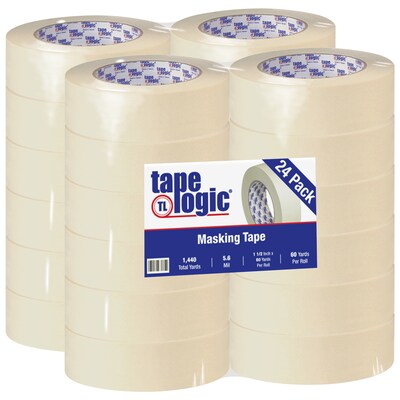 Tape Logic® 2400 Masking Tape, 5.6 Mil, 1 1/2 x 60 yds., Natural, 24/Case (T9362400)