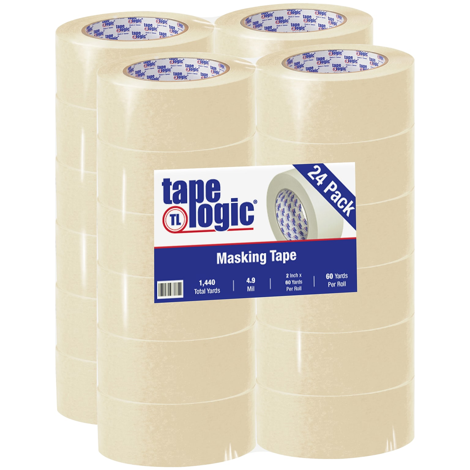 Tape Logic® 2200 Masking Tape, 4.9 Mil, 2 x 60 yds., Natural, 24/Case (T9372200)