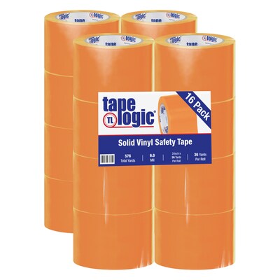 Industrial Vinyl Safety Tape, Solid Orange, 3 x 36yds., 16/Case