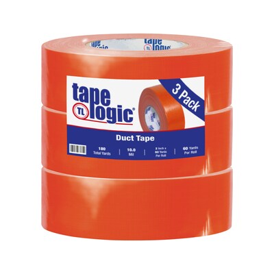 Tape Logic® Duct Tape, 10 Mil, 2 x 60 yds., Orange, 3/Case (T987100RN3PK)