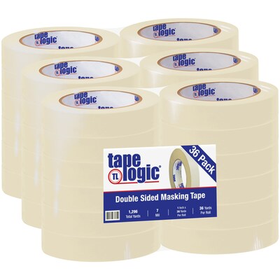 Tape Logic® Double Sided Masking Tape, 7 Mil, 1 x 36 yds., Tan, 36/Case