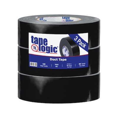 Tape Logic® Duct Tape, 10 Mil, 2 x 60 yds., Black, 3/Case (T987100B3PK)