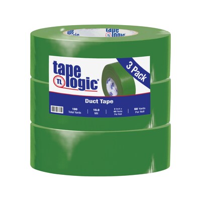 Tape Logic Duct Tape, 10 Mil, 2 x 60 yds., Green, 3/Case (T987100G3PK)