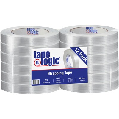 Tape Logic® 1550 Strapping Tape, 1 x 60 yds., Clear, 12/Case (T915155012PK)