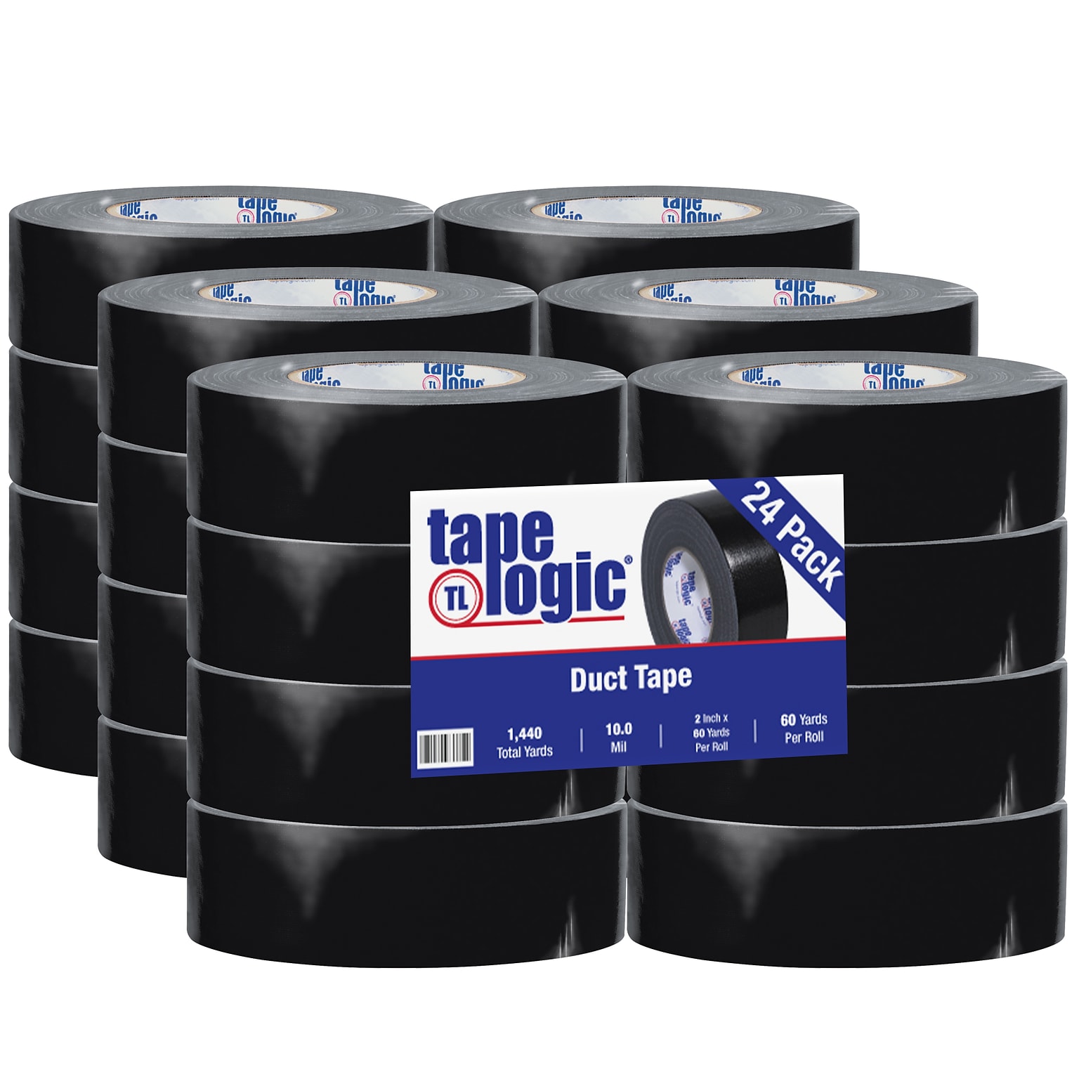 Tape Logic® Duct Tape, 10 Mil, 2 x 60 yds., Black, 24/Case (T987100B)