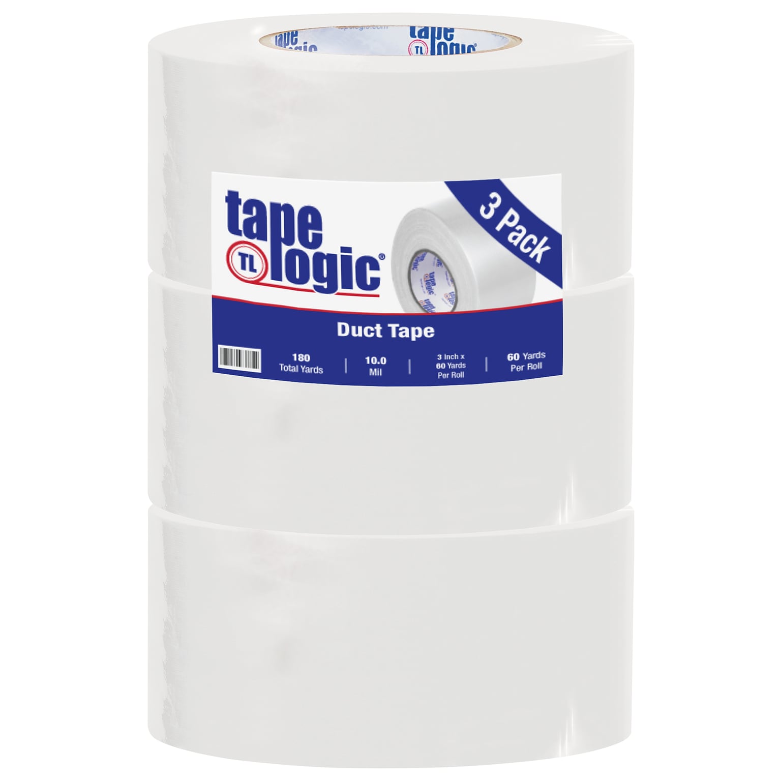 Tape Logic™ 10 mil Duct Tape, 3 x 60 yds, White, 3/Pack