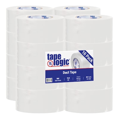 Tape Logic™ 10 mil Duct Tape, 3 x 60 yds, White, 16/Pack