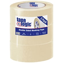 Tape Logic® Double Sided Masking Tape, 7 Mil, 2 x 36 yds., Tan, 3/Case