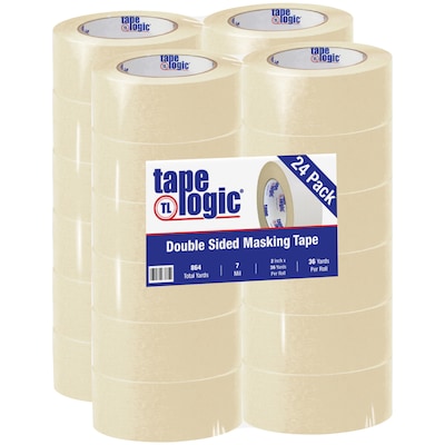 Tape Logic® Double Sided Masking Tape, 7 Mil, 2 x 36 yds., Tan, 24/Case