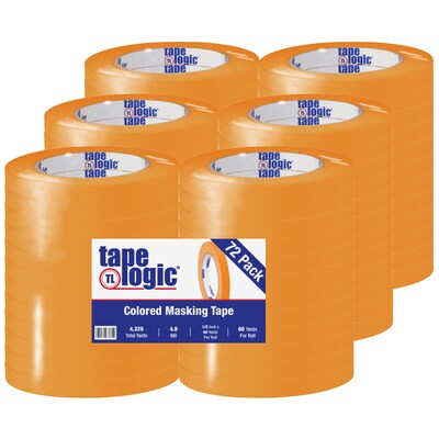 Tape Logic® Colored Masking Tape, 4.9 Mil, 1/2 x 60 yds., Orange, 72/Case (T933003D)