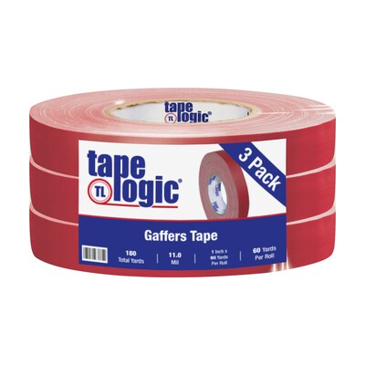 Tape Logic® Gaffers Tape, 11 Mil, 1 x 60 yds., Red, 3/Case (T98618R3PK)