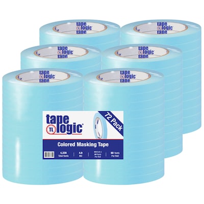 Tape Logic® Colored Masking Tape, 4.9 Mil, 1/2 x 60 yds., Light Blue, 72/Case (T933003H)