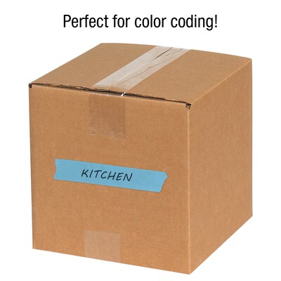 Tape Logic® Colored Masking Tape, 4.9 Mil, 1/2" x 60 yds., Light Blue, 12/Case (T93300312PKH)