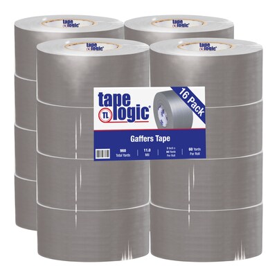 Tape Logic® Gaffers Tape, 11 Mil, 3 x 60 yds., Gray, 18/Case (T98818GR)