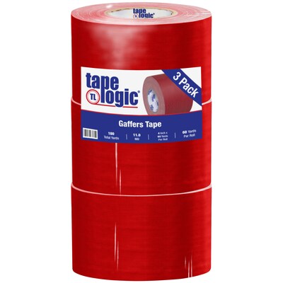 Tape Logic® Gaffers Tape, 11 Mil, 4 x 60 yds., Red, 3/Case (T98918R3PK)
