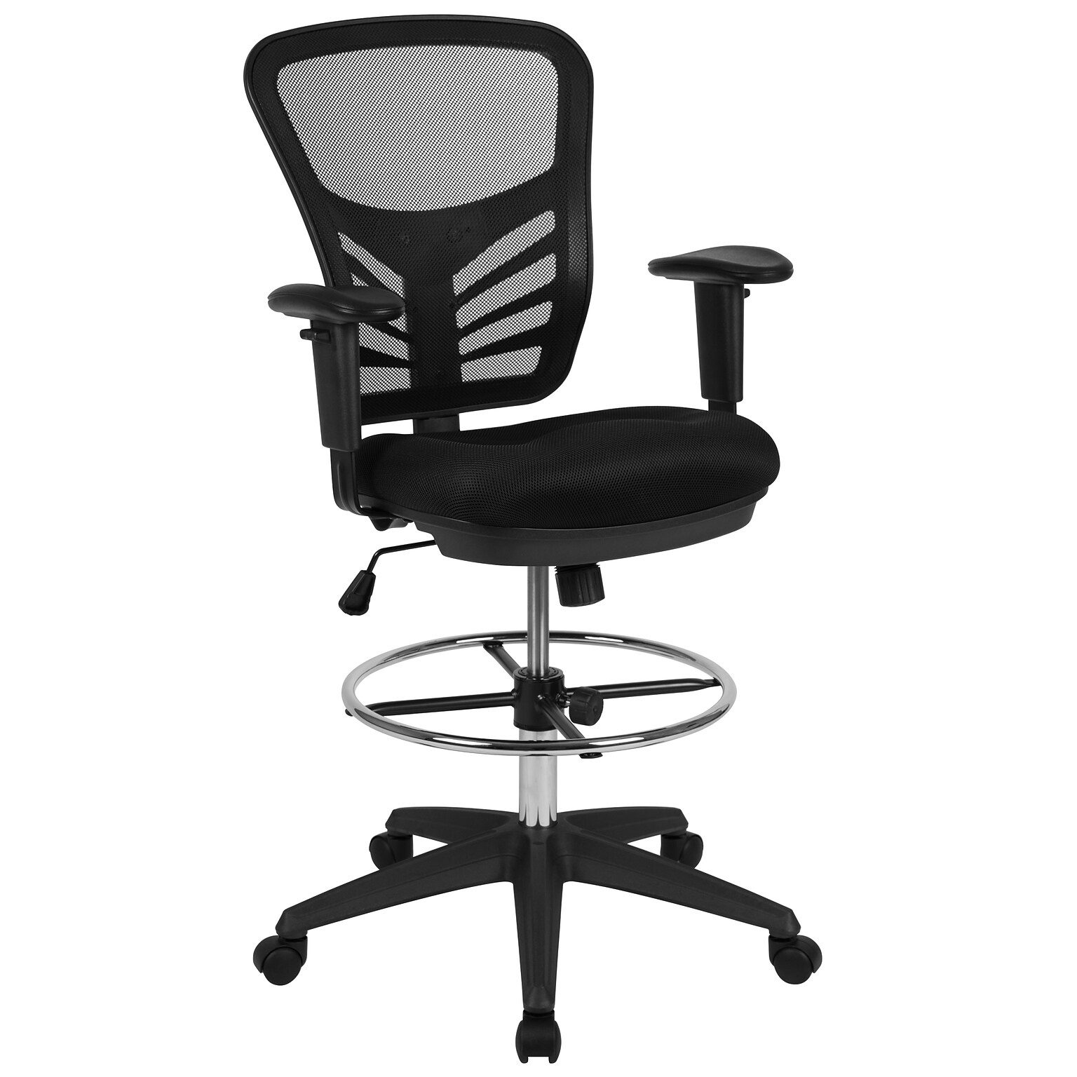 Flash Furniture Nylon Drafting Chair with Lumbar Support, Black (HL-0001-1CBLACK-GG)