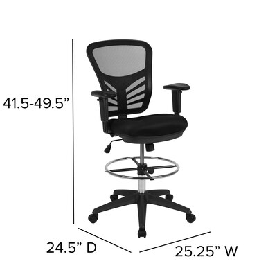 Flash Furniture Nylon Drafting Chair with Lumbar Support, Black (HL-0001-1CBLACK-GG)