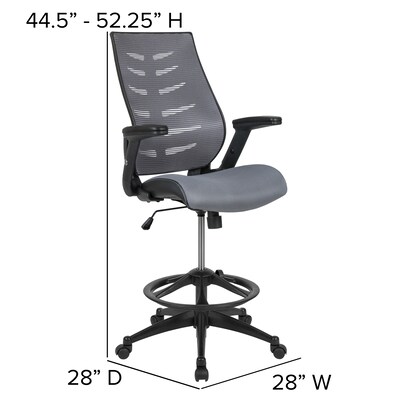 Flash Furniture Nylon Drafting Chair with Lumbar Support, Dark Gray (BLZP809DDKGY)