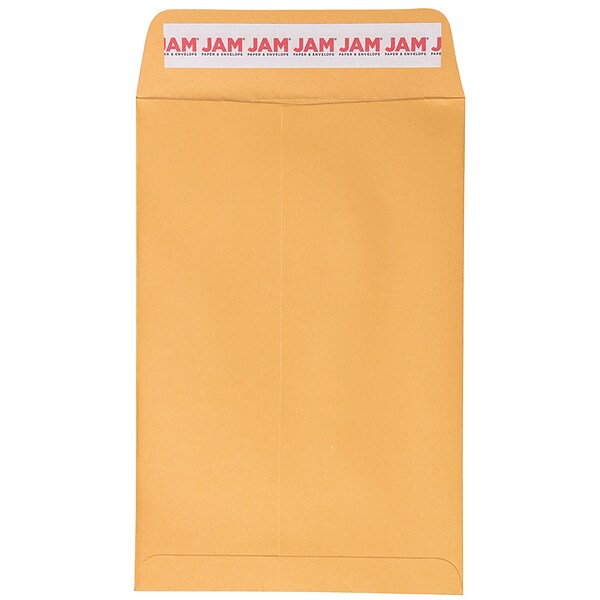 JAM Paper Peel and Seal Open End Catalog Envelope, 6 x 9, Brown, 500/Pack (13034199C)