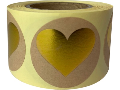 Great Papers! Heart Stickers, Gold/Kraft, 250/Roll (2020154)