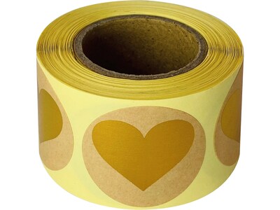 Great Papers! Heart Stickers, Gold/Kraft, 250/Roll (2020154)