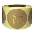 Great Papers! Happy Birthday Stickers, Gold/Kraft, 250/Roll (2020155)