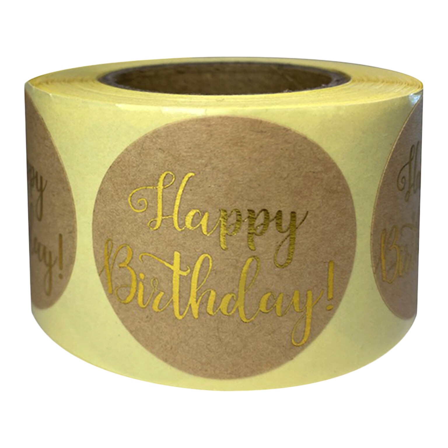 Great Papers! Happy Birthday Stickers, Gold/Kraft, 250/Roll (2020155)