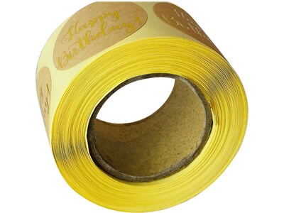 Great Papers! Happy Birthday Stickers, Gold/Kraft, 250/Roll (2020155)