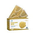 WeCare Individually Wrapped Disposable Face Mask, 3-Ply, Adult, Gold, 50/Box (WMN100076)