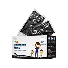WeCare Individually Wrapped Disposable Face Mask, 3-Ply, Kids, Black, 50/Box (WMN100031)
