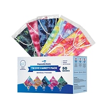 WeCare Individually Wrapped Disposable Face Masks, 3-Ply, Adult, Assorted Colors, 50/Box (WMN100060)