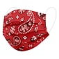 WeCare Individually Wrapped Disposable Face Masks, 3-Ply, Adult, Red Bandana/Black Bandana, 50/Box (WMN100069)