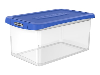 Bankers Box Heavy-Duty Latch Lid Plastic File Box, Letter Size, Blue/Clear, Each (86101)