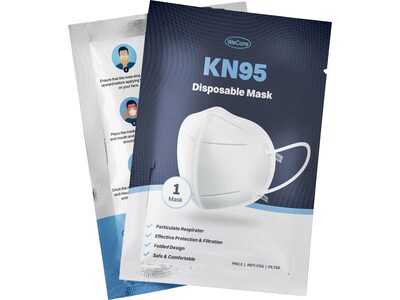 WeCare KN95 Disposable Face Mask, Adult, White, 5/Pack (TBN202709)