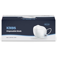 WeCare KN95 Disposable Face Mask, Adult, White, 20/Pack (WMN100002)