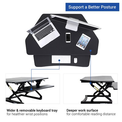 FlexiSpot 41"W Manual Sit-Stand Desk Converter, Black (M4B-E-US)