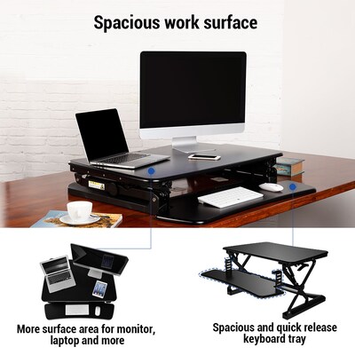 FlexiSpot 35"W Manual Sit-Stand Desk Converter, Black (M2B)