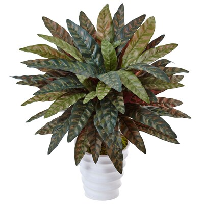 Nearly Natural Peacock Plant in Swirl Planter (6979)