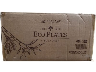 Emerald Tree-Free Farm to Paper Compostable 9 Plate, White, 100 Plates/Sleeve, 4 Sleeves/Carton (EMRECOPLATEB)
