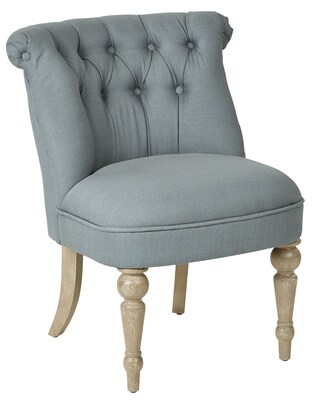 Ave Six Aubrey Tufted Accent Chair with Brushed Wood Finish & Klein Sea Fabric (AUBAS-K21)