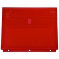 JAM Paper® Plastic 3 Hole Punch Binder Envelopes with Hook & Loop, 9.5 x 11.5 with 1 Inch Expansion, Red, 12/Pack (218VB1re)