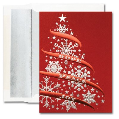 JAM Paper® Blank Holiday Christmas Card Set, Beautiful Tree, 25/pack (526M1245WB)