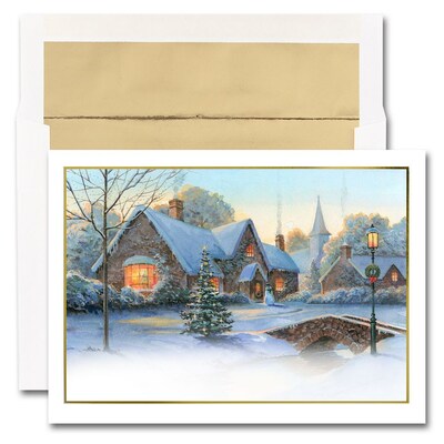 JAM Paper® Blank Holiday Christmas Card Set, Yuletide Glow, 25/pack (526M1510WB)