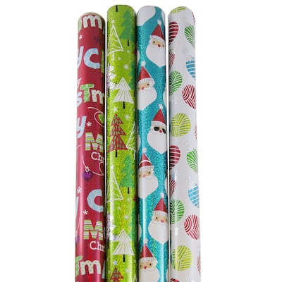 JAM PAPER Lime Green Glossy Gift Wrapping Paper Roll - 2 packs of 25 Sq. Ft.