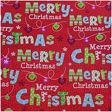 JAM Paper® Christmas Design Wrapping Paper- 100 Sq Ft - Holographic Merry Christmas Set - 4/Pack