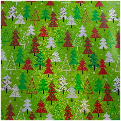 JAM Paper® Christmas Design Wrapping Paper- 100 Sq Ft - Holographic Merry Christmas Set - 4/Pack