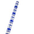 JAM Paper® Christmas Wrapping Paper, Premium Foil Gift Wrap, 25 Sq. Ft., Blue Silver Stripes, Sold Individually (165FbuSs)