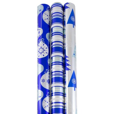 Christmas Wrapping Paper Roll Holiday Design with Metallic Foil Shine 33  Feet