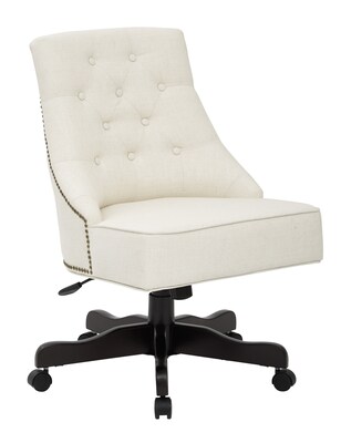 Inspired by Bassett Rebecca Office Chair with Dark Espresso Finish Base and Linen Fabric (BP-REBEX-L32)